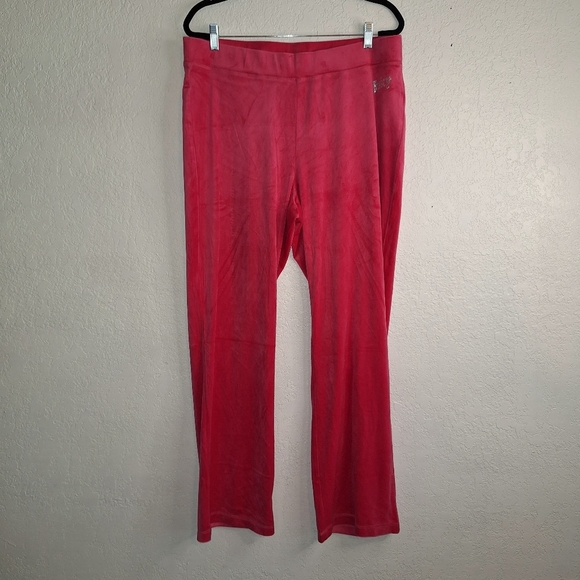 Lot Of 2 Y2K Juicy Couture Pants 2XL Activewear Hot Pink& Black Velour Yoga Logo - Picture 2 of 12